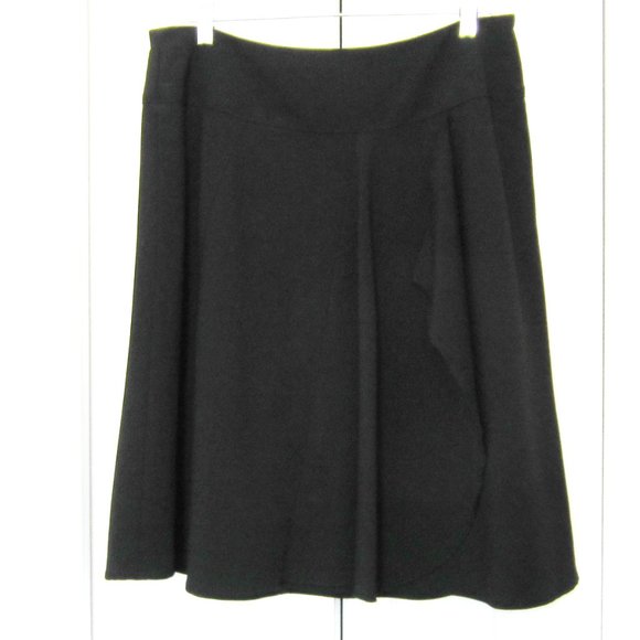 Reitmans A-line Skirt Faux Wrap in Black Midi Length Lined - Picture 12 of 16
